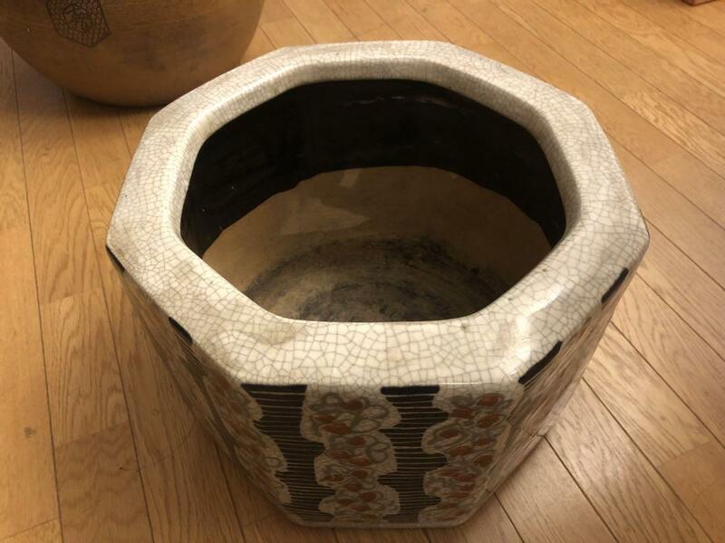 アンティーク火鉢　メダカ鉢　8角形　植木鉢　鉢カバー　定価48,000円