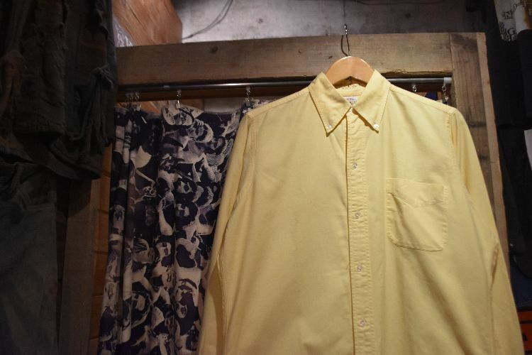 グッドカラーUSA製アメリカ製ビンテージBROOKS BROTHERSブルックスブラザーズ長袖ボタンダウンシャツ15黄色系6ボタン100綿アメカジn2447