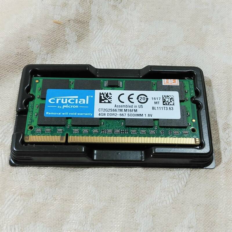 新品 ノートPC用メモリ Crucial クルーシャル PC2-5300S DDR2-667MHz 4GBメモリ バラ売り 送料無料 