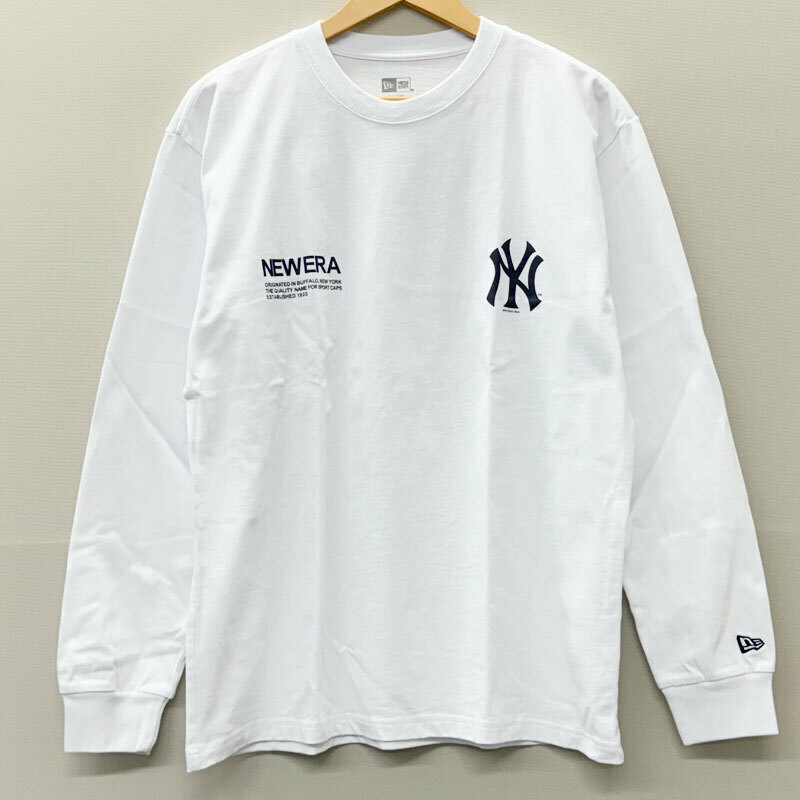 【HA955】未使用　NEW ERA ニューエラ　長袖 コットン Tシャツ MLB Apparel ニューヨーク・ヤンキース レギュラーフィット　白　メンズ XL