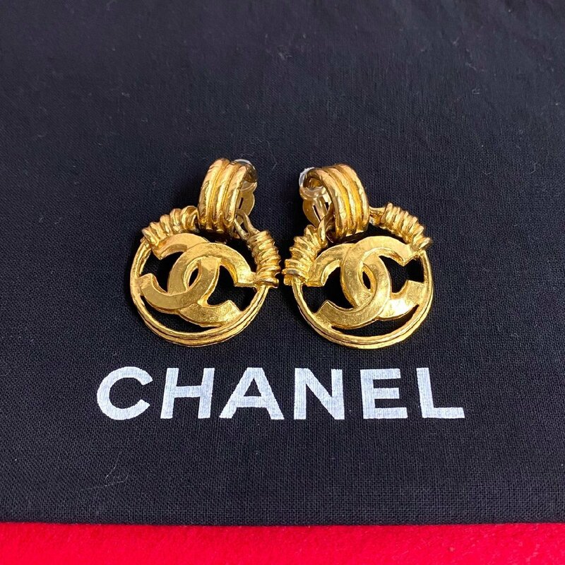 極 美品 希少品 コメあり CHANEL シャネル ヴィンテージ 94P 刻印 ココマーク ロゴ 金具 GP イヤリング アクセサリー レディース 34280