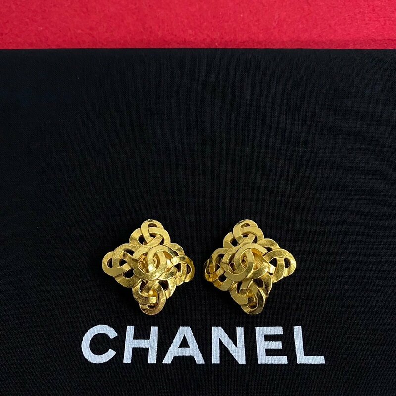 ほぼ未使用 コメあり CHANEL シャネル ヴィンテージ 97P ココマーク ロゴ ひし形 イヤリング アクセサリー レディース ゴールド 23884