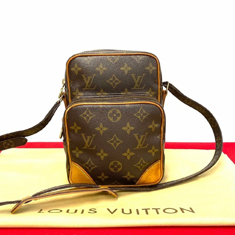 極 美品 LOUIS VUITTON ルイヴィトン ヴィンテージ アマゾン モノグラム レザー ショルダーバッグ ポシェット サコッシュ ブラウン 25982