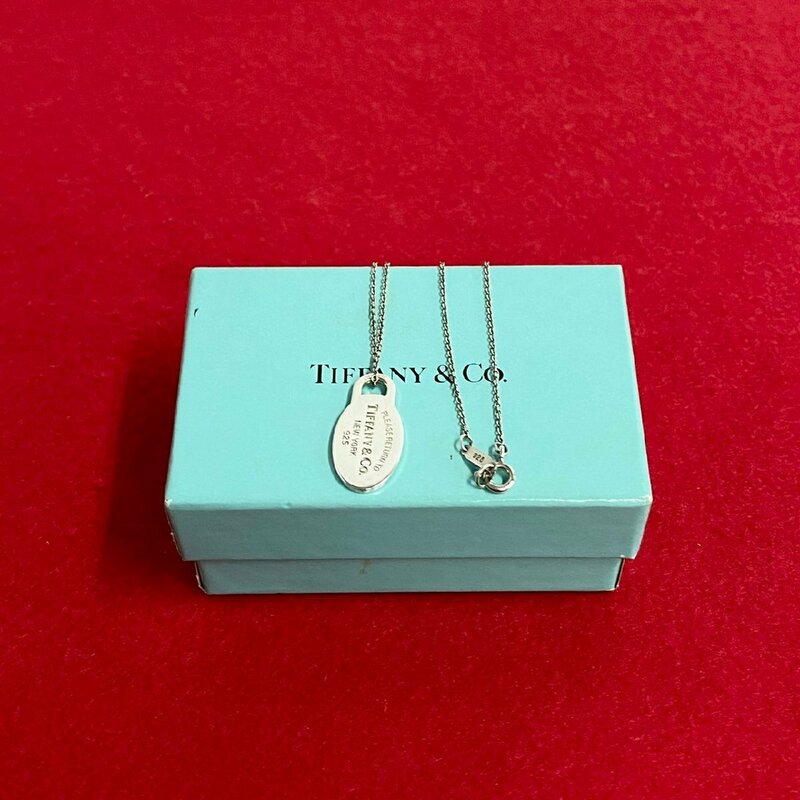 ほぼ未使用 箱 袋付 TIFFANY&Co. ティファニー リターントゥ オーバル タグ シルバー925 チェーン ネックレス ペンダント シルバー 29787