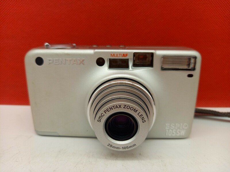 ■ PENTAX ESPIO 105SW コンパクトフィルムカメラ 動作確認済 シャッター、フラッシュOK シルバー ペンタックス 
