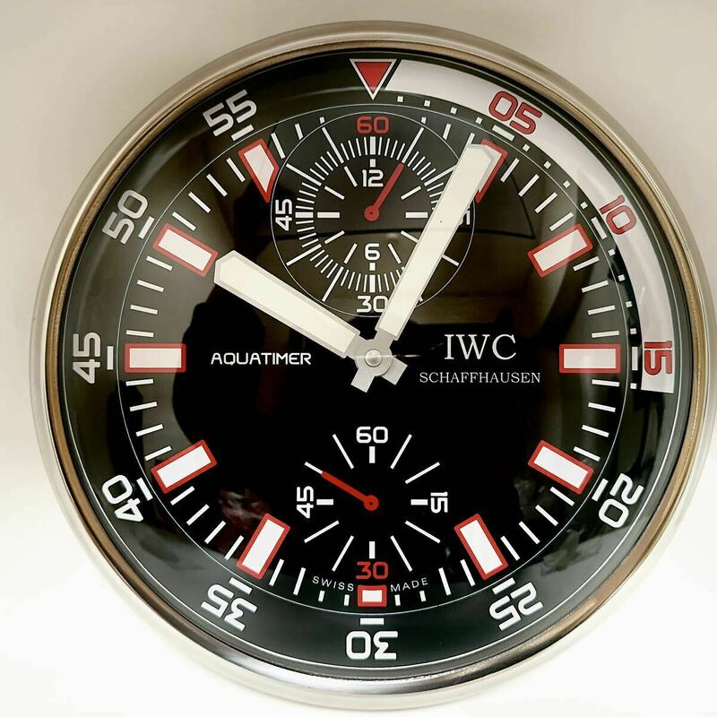 新品 レア IWC アクアタイマー AQUATIMER 非売品 ショールーム 掛け時計 掛時計 クォーツ式 即日発送 西洋 ブラック シャウハウゼン 家具 