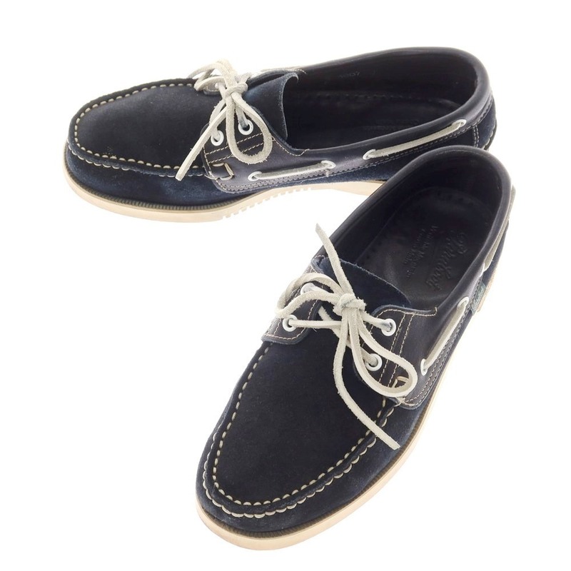 【中古】パラブーツ Paraboot BARTH スエード デッキシューズ ネイビー【サイズ6】