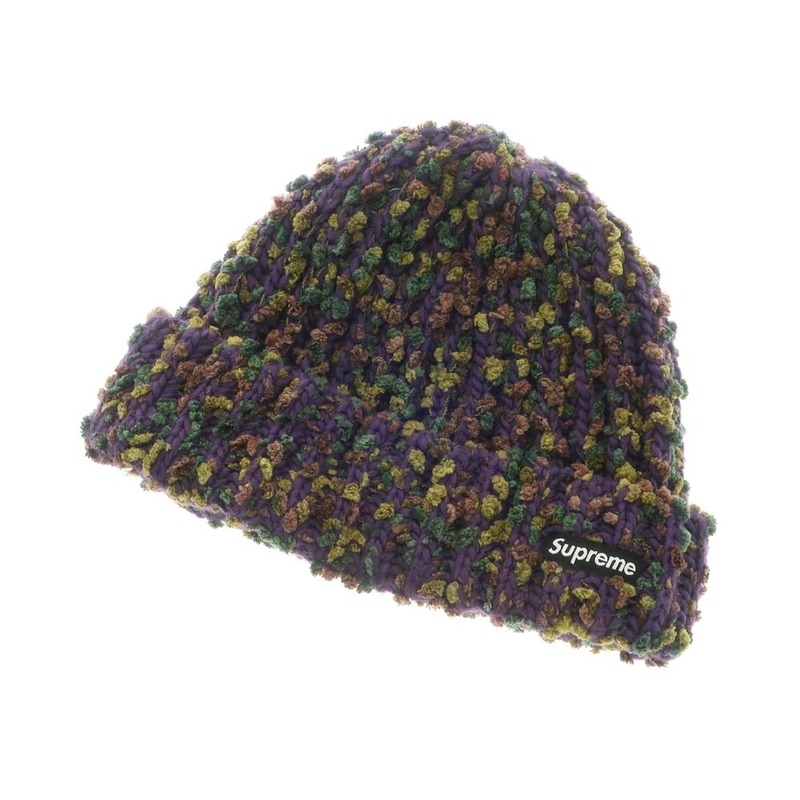 【中古】シュプリーム Supreme 2023年秋冬 Chenille Beanie ニットキャップ パープルxグリーン【サイズONE SIZE（58cm）】