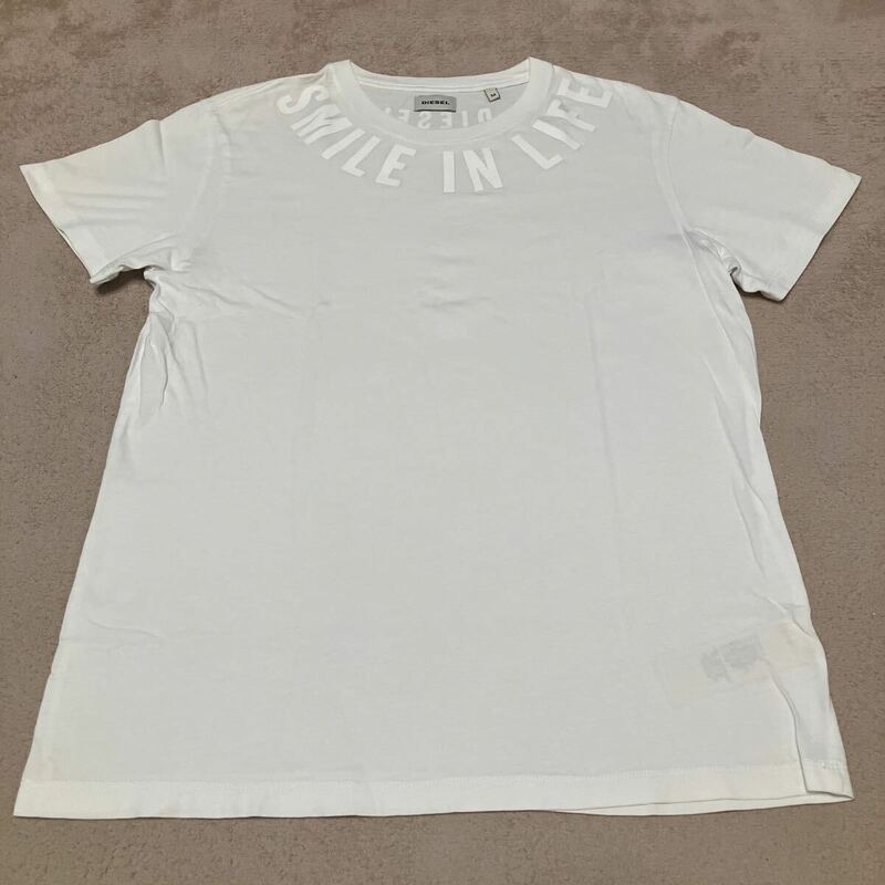 DIESEL ディーゼル ネックプリント Tシャツ サイズM ホワイト バックプリントあり 正規品 美品