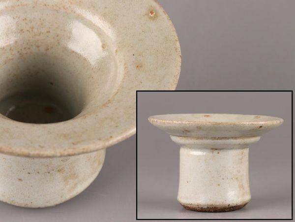 古美術 朝鮮古陶磁器 李朝 白磁 杯台 時代物 極上品 初だし品 C5389