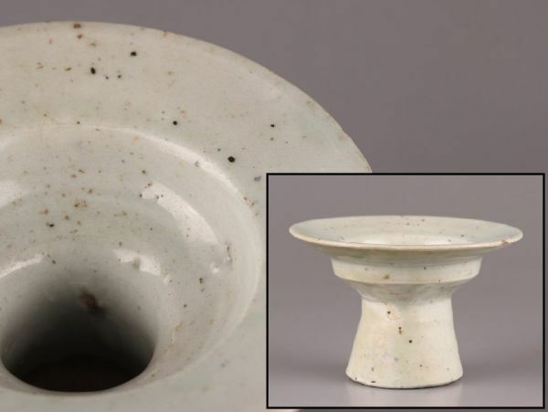 古美術 朝鮮古陶磁器 李朝 白磁 杯台 時代物 極上品 初だし品 C5487
