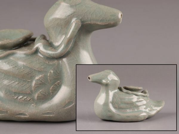 古美術 朝鮮古陶磁器 高麗青磁 書道具 水滴 時代物 極上品 初だし品 C5453