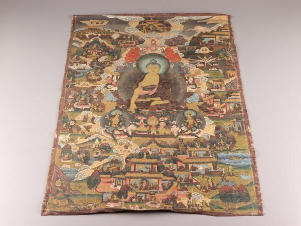 中国古玩 唐物 チベット タンカ 仏画 時代物 極上品 初だし品 C5670