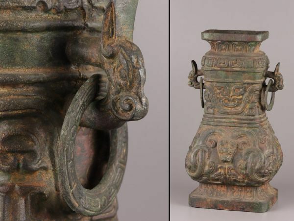 中国古玩 唐物 古銅造 青銅 双耳 遊環 花瓶 15kg 時代物 極上品 初だし品 C5607