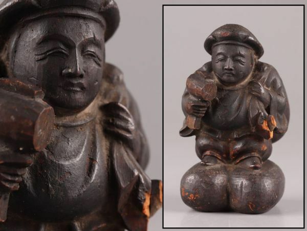 仏教美術 時代木彫 大黒天 置物 時代物 極上品 初だし品 C5772
