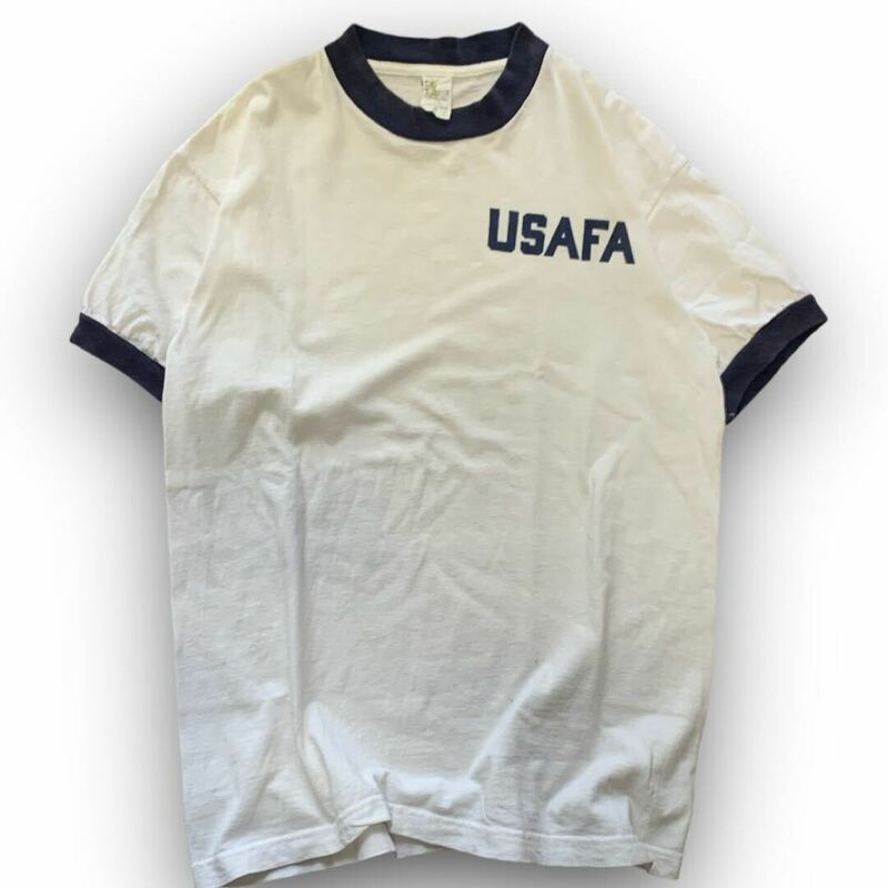 240410CRA39● 1980'S USAF (M) Ringer shirts ビンテージ vintage リンガーシャツ Tシャツ ホワイト カットソー トップス プリント