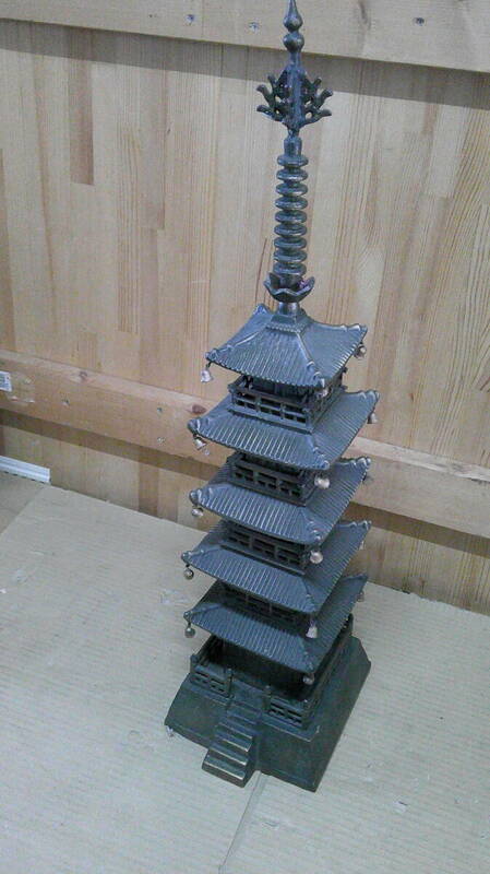 稀少　五重塔　法隆寺　高さ83cm　重量11.5kg　一品物　オブジェ　アンティーク　歴史建造物