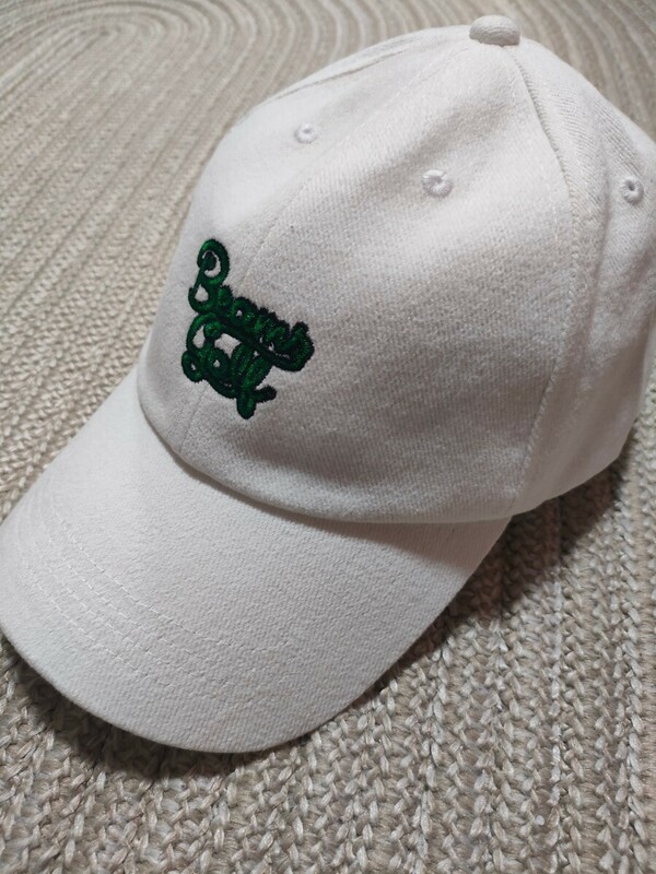 新品 定価6600 BEAMS GOLF コットン ツイル キャップ ホワイト グリーン 白 緑 ビームス ゴルフ 刺繍 帽子 フリーサイズ