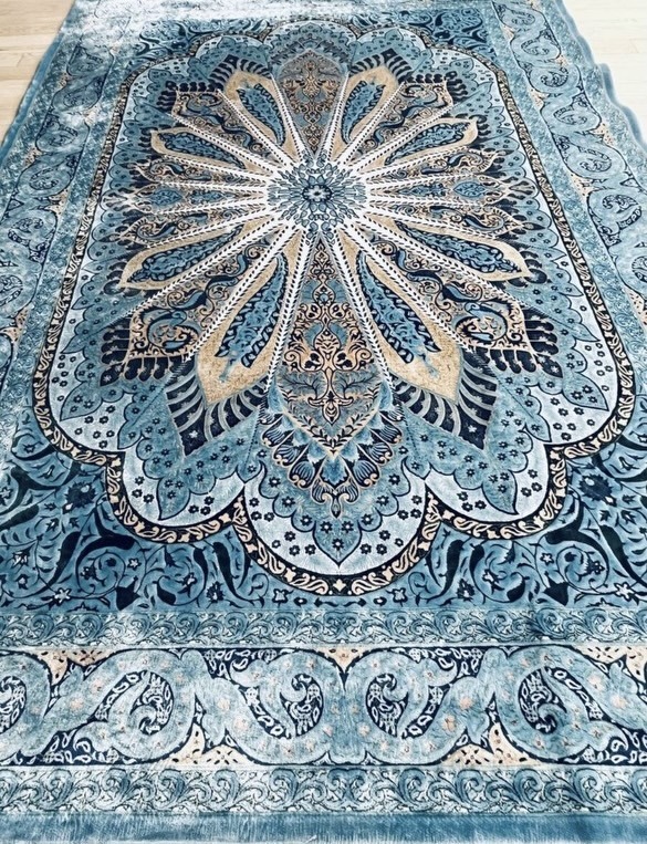イラン産　ネギン・マシュハド・ヘレル工房　高級ペルシャ絨毯　総シルク　手織り　最高峰225万ノット　148×223cm #14