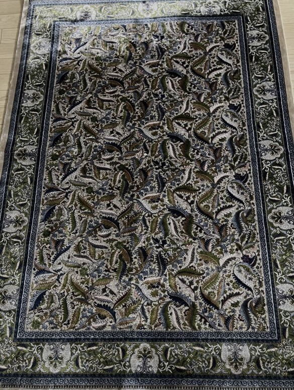 イラン産　高級ペルシャ絨毯　総シルク　手織り　最高峰225万ノット　101×152cm #6