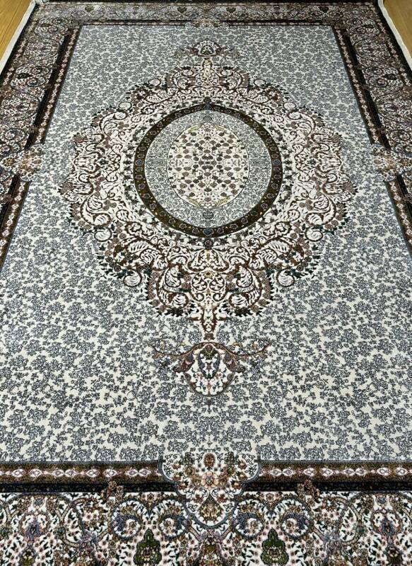 イラン産　ネギン・マシュハド・ヘレル工房　高級ペルシャ絨毯　総シルク　手織り　最高峰225万ノット　148×223cm #10