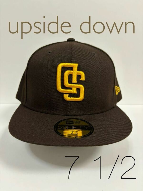 upside down71/2 新品サンディエゴ・パドレス　ニューエラ　 59FIFTY PADRES NEW ERA ダルビッシュ有　逆ロゴ　アップサイドダウン