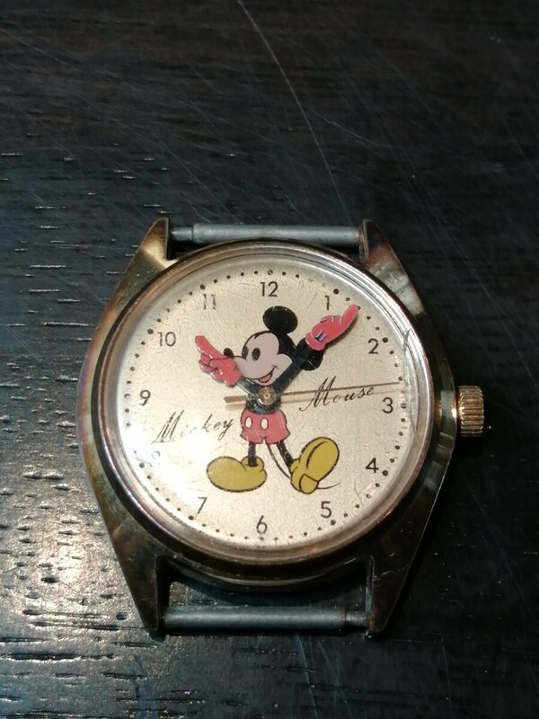 ミッキーマウス 腕時計 手巻き 5000-6030 Disney フェイスのみ 中古 ベルトなし アンティーク 希少 コレクション Mickey 動作品