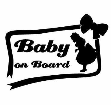 ★☆★ かわいい 赤ちゃん乗ってます baby on board リボン ドライブサイン カッティングステッカー (c_r)♪