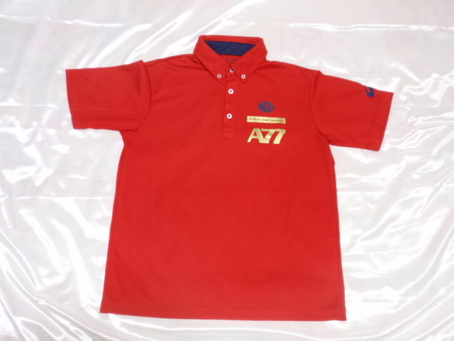 Sサイズ◆《アシックス／ASICS／ A77》◆赤の半袖ＢDシャツ！◆状態良！