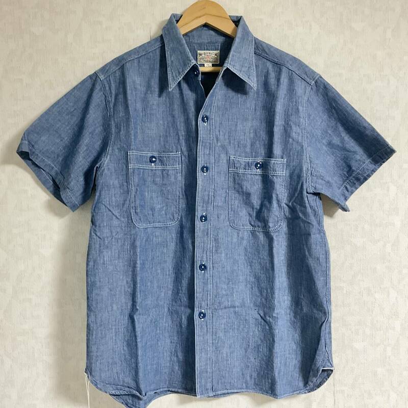BUZZ RICKSON'S　シャンブレーシャツ / 半袖　　ブルー/15 1/2　　　W118