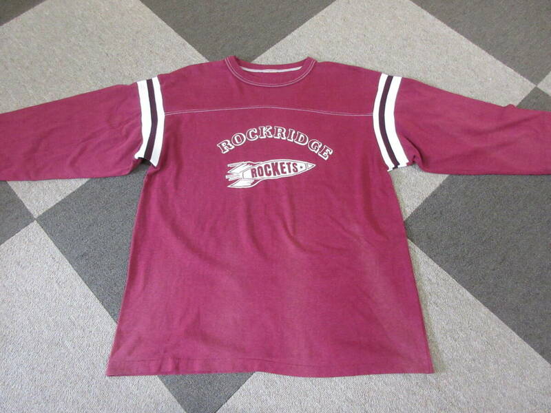 80s90s Rockridge Rockets's Tシャツ L~XL シングルステッチ ボルドー ヴィンテージ フットボール 七分袖 スポーツ バスケットボール