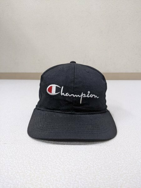 19．90s New Era チャンピオン ロゴ 帽子 キャップ Y2K ストリート ニューエラ 最大約56.5㎝ 黒白赤405