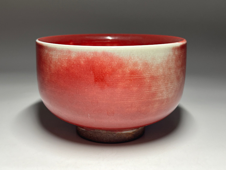 【瑞】時代　辰砂釉　茶碗　陶磁器　茶道具