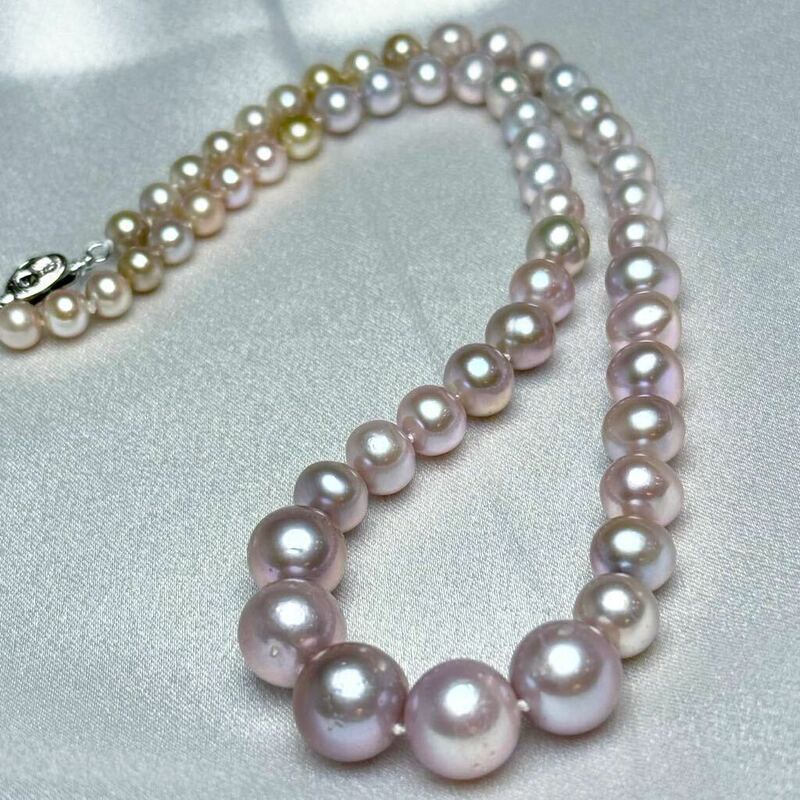 「南洋真珠　貴重なパープルパールネックレス6-13mm クラデーション」天然 真珠ネックレスjewelry Pearl necklace