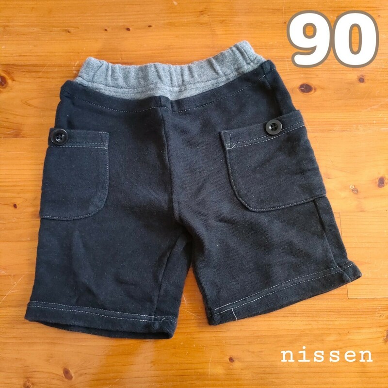 90(85-95 シンプルでかっこいい半ズボン　ショートパンツ　綿100%　黒 短パン 春夏 キッズベビーパンツ