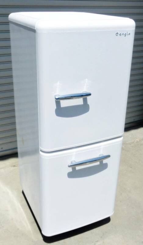 【　3ヵ月保証　】おしゃれ　2ドア　冷蔵庫　ANG-RE151-A1　動作良好　レトロ　デザイン家電　ホワイト　2019年製　Eangle