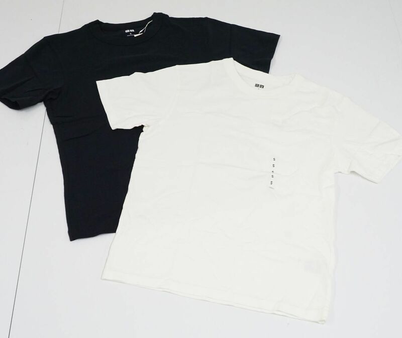 UNIQLO ユニクロ クルーネックTシャツ 新品 2枚セット Sサイズ 半袖 ホワイト ブラック 46586 ユニセックス 綿100％ KR X5329