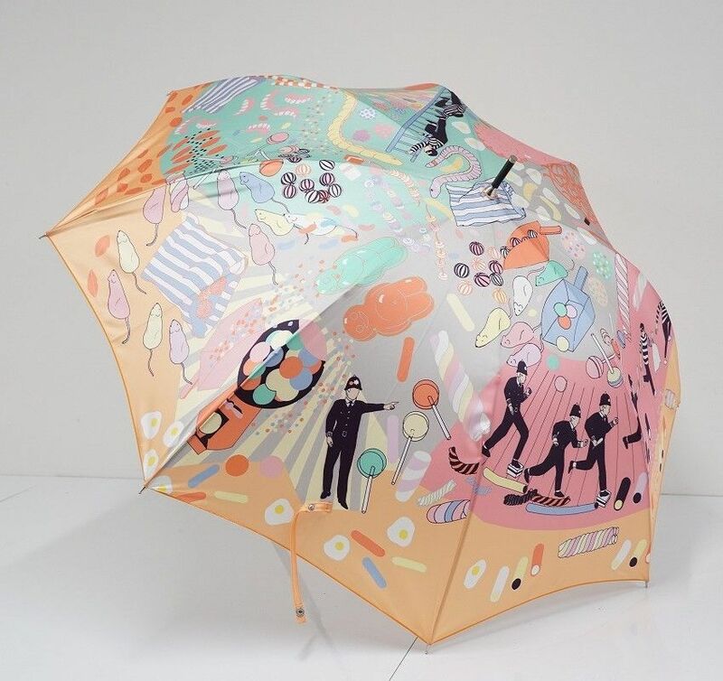 傘 KAREN MABON カレンマボン オーロラ USED美品 お菓子 POP イラスト 一枚生地 日本製 60cm C S0446