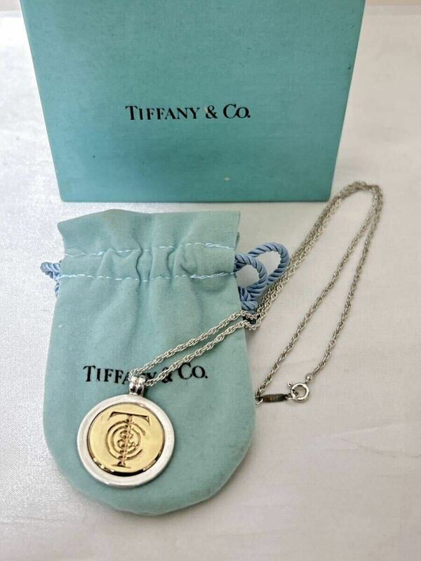 美品！Tiffany&Co. ティファニー ネックレス コイン ペンダント シルバー 925/750 K18 コンビ ゴールド
