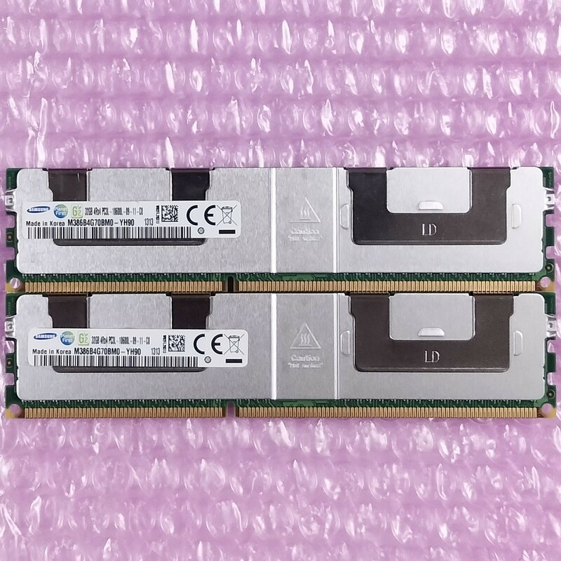 【動作確認済み】SAMSUNG DDR3-1333 32GB 2枚セット (計64GB) PC3L-10600L ECC REG/Registered LRDIMM / 在庫2