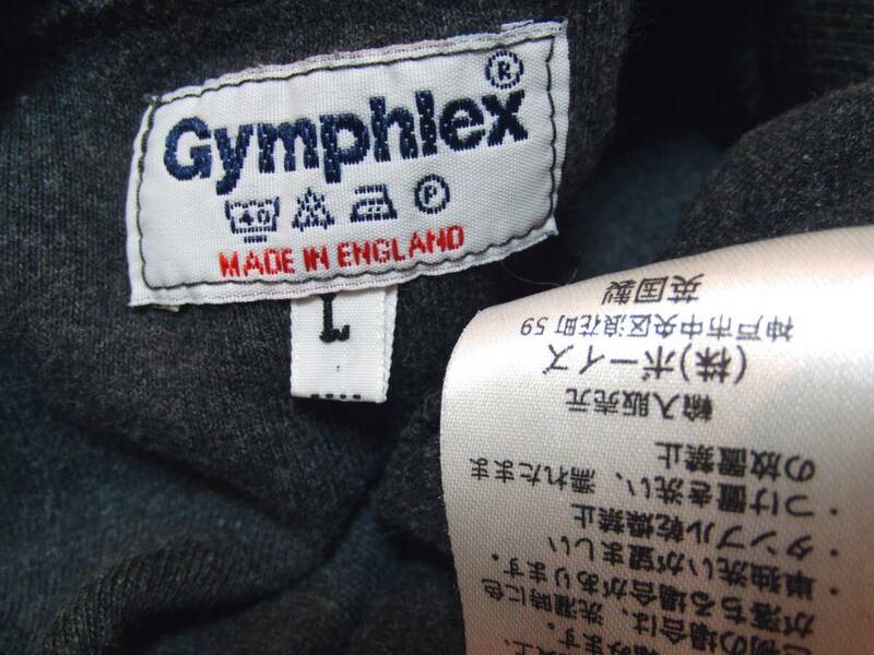 即決良好!!英国製Gymphlex刺繍入りロンTシャツLサイズ【絶対定番】ジムフレックス綿100％長袖シャツロンTグレー☆カットソーオーチバル