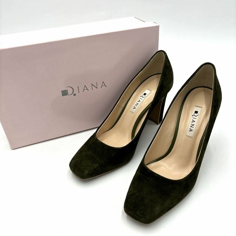 ＊ 良品 箱付き 日本製 '人気デザイン' DIANA ダイアナ 本革 スエードレザー ヒール / パンプス 24cm U レディース 婦人靴 シューズ