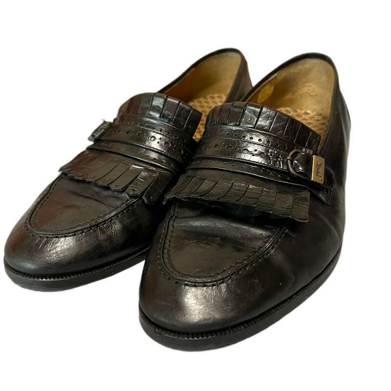 80s YVES SAINT LAURENT タッセルローファー ブラック　革靴