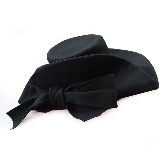 【美品】ミュウ ミュウ CAPPELLI リボン付き コットンハット 帽子 レディース サイズ M 黒 ブラック Miu Miu