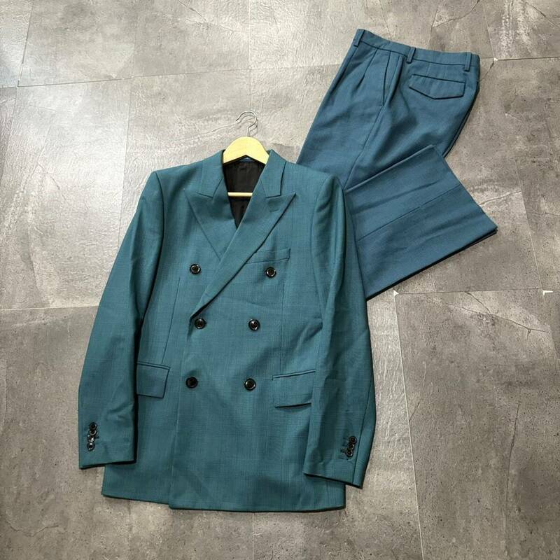 P ☆ 英国HUDDERSFIELD社製生地 '日本製' Paul Smith ポールスミス DREAMER 上下 セットアップ WOOL100% ダブルスーツ 紳士服 size:L