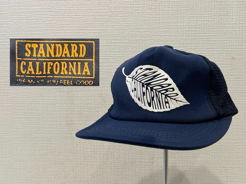 ★日本製★STANDARD CALIFORNIA★スタンダードカリフォルニア★メッシュキャップ★帽子★スナップバック★リーフ★ロゴ★ネイビー★紺★