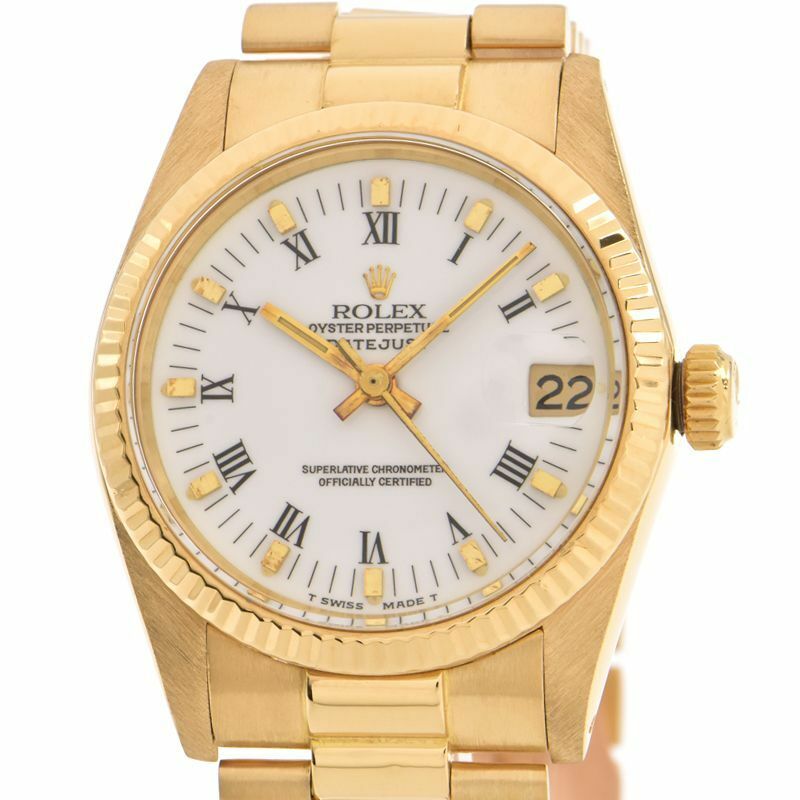 [3年保証] ロレックス ボーイズ デイトジャスト 6827 6番台 K18YG ローマンインデックス 金無垢 ホワイト 自動巻き 腕時計 中古 送料無料