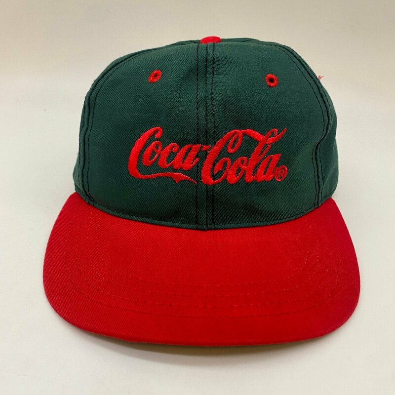 ☆Coca Cola コカ・コーラ☆ヴィンテージ バイカラー ロゴキャップ Vintage Coca Cola Script Logo Snapback Green Red Hat Cap 帽子