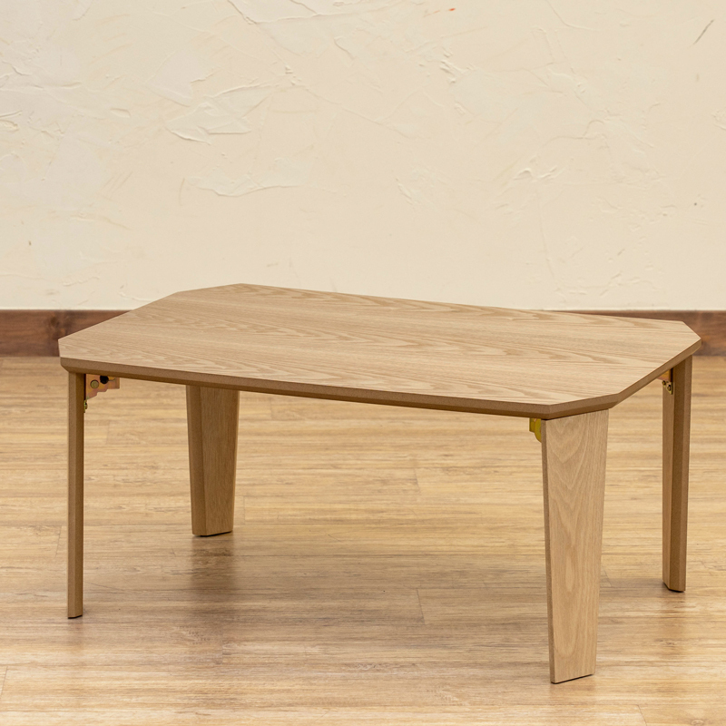 折りたたみテーブル ロータイプ ローテーブル 座卓 ちゃぶ台 アンティーク 完成品 折れ脚 70cm×50cm 木製 SH-11 ナチュラル(NA)