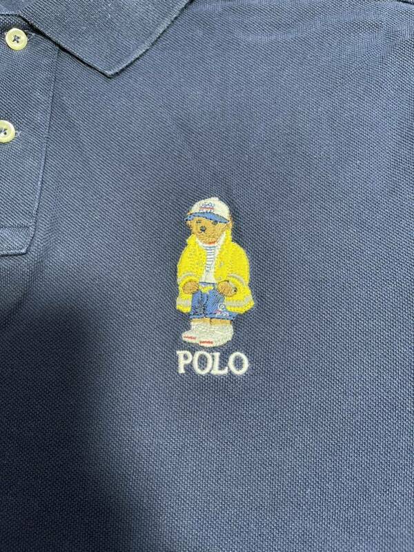 POLO BEAR 半袖 ポロシャツ XL ポロベア ブルー 紺 青 ネイビー ラルフローレン RALPH LAUREN 熊 クマ USED